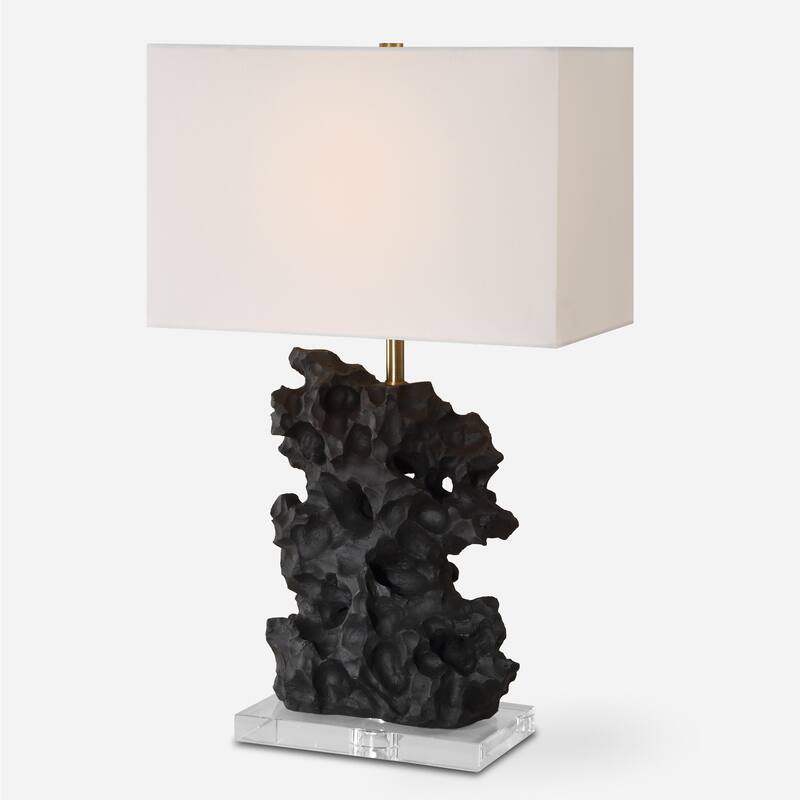 Uttermost Basalt Black Stone Table Lamp - 27.25" H X 17" W X 10" D
