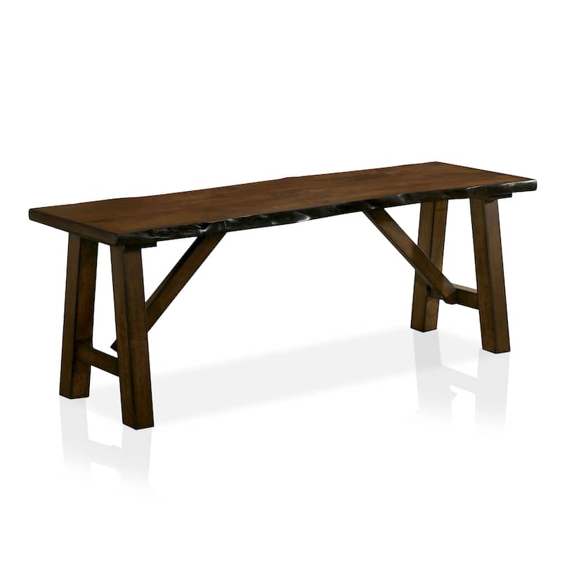 Leesie Rustic Farmhouse Live Edge Brown Wood Bench by Furniture of America
