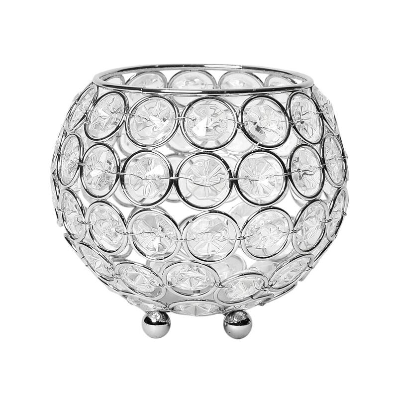 Ellipse Crystal Bowl Candle Holder - 4.75" - Clear
