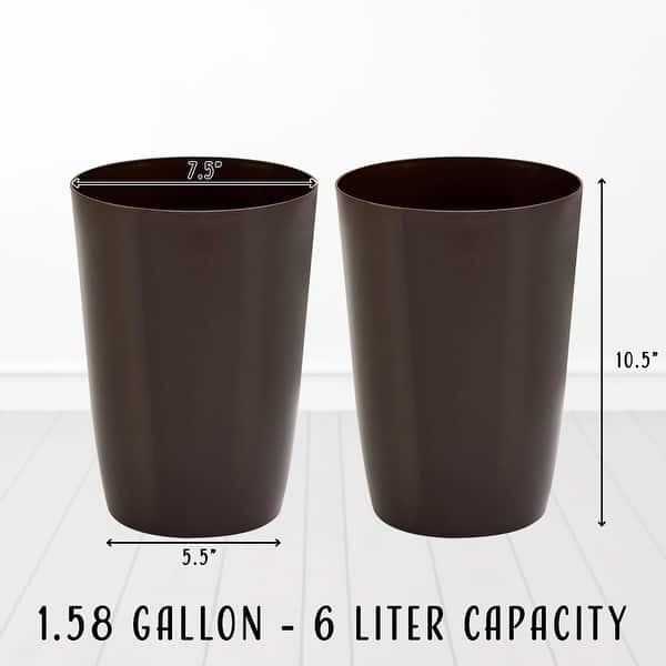 dimension image slide 3 of 6, HOLD N’ STORAGE - Set of 2 Small Trash Can with Open Top for Compact and Tight Spaces – 1.58 Gallon Capacity