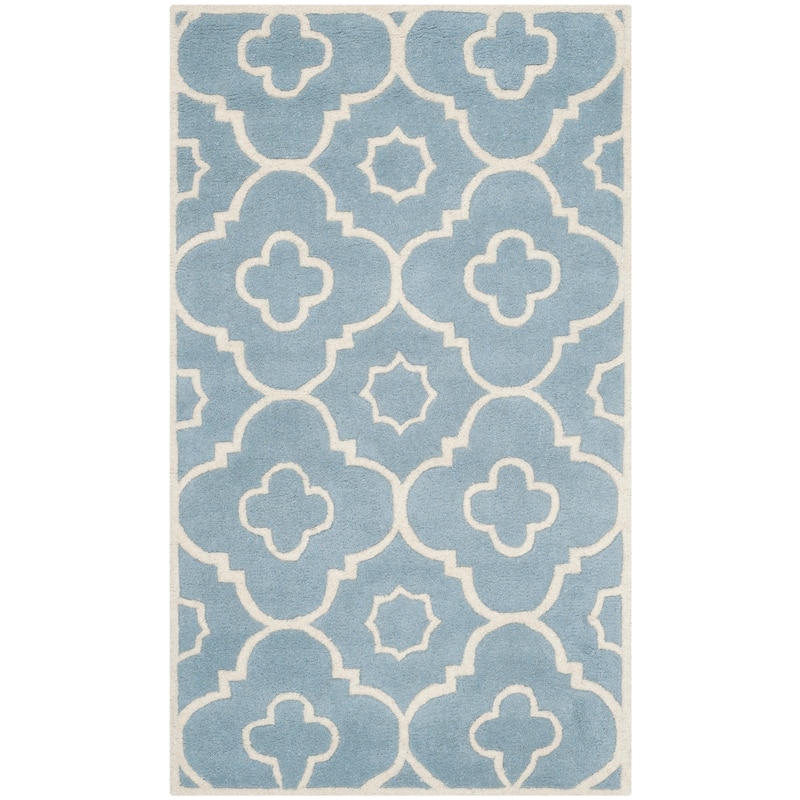 SAFAVIEH Handmade Chatham Franziska Modern Wool Rug - 3' x 5' - Blue/Ivory