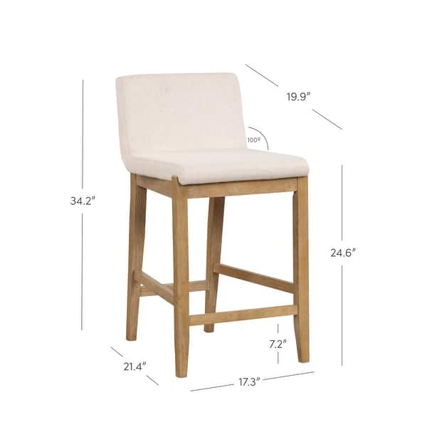 dimension image slide 1 of 11, Gracie Modern Bar Stool, Boucle Upholstered Chair and Brushed Wooden Legs