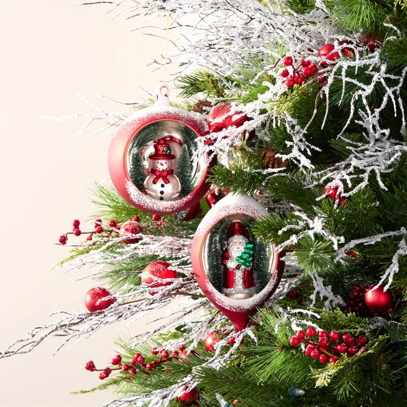 Mercury Glass Ornament with Pine Trees (Set of 6) - N/A