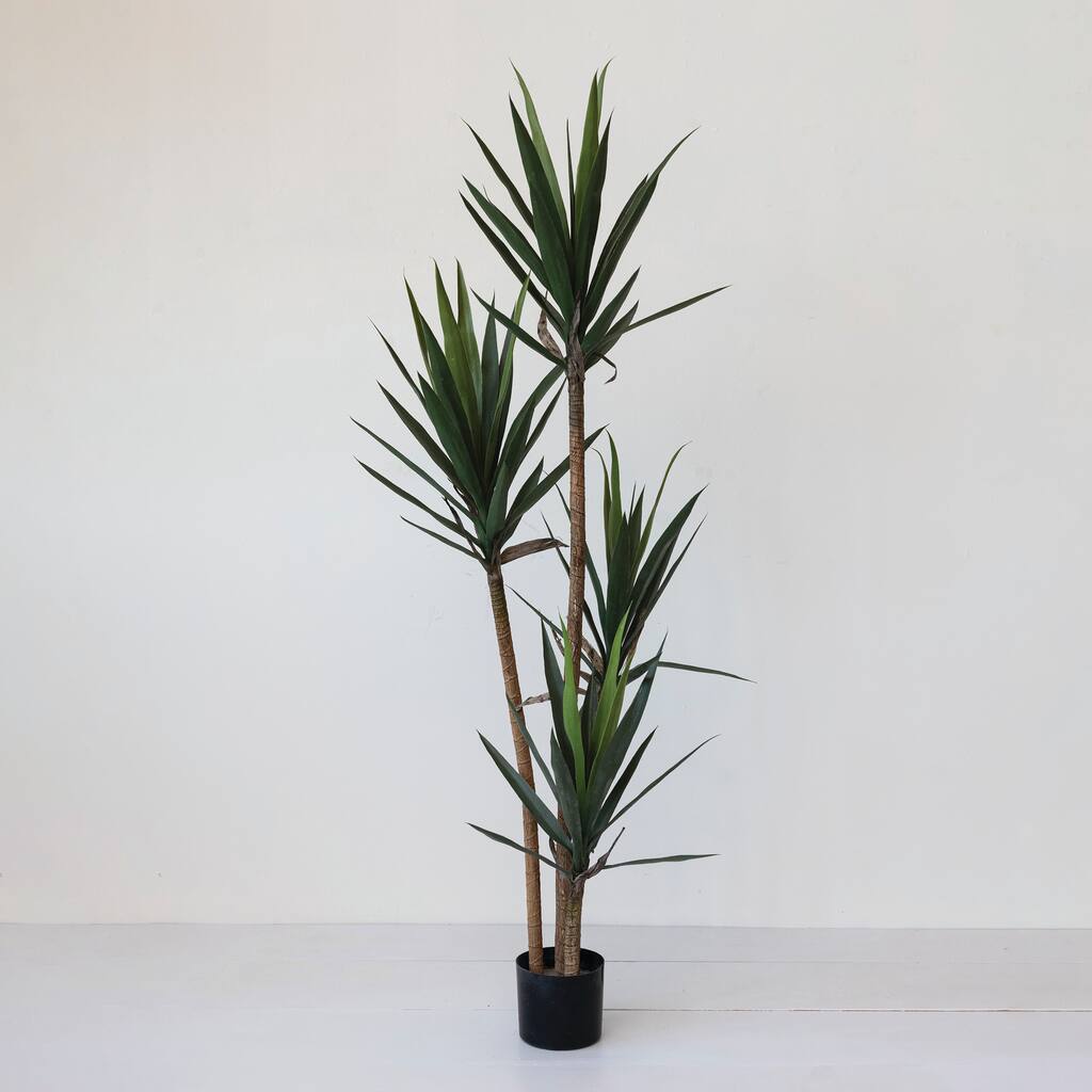 Faux Yucca Tree in Plastic Pot - 26.3"L x 26.3"W x 70.8"H