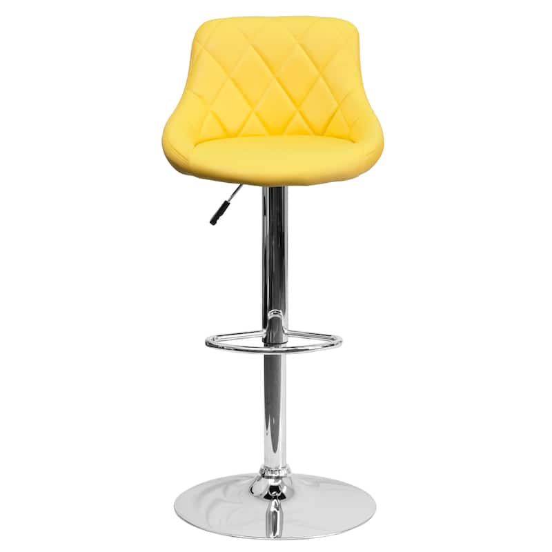 Diamond Pattern Vinyl Bucket Seat Adjustable Barstool - 18.5"W x 19"D x 33.25" - 41.75"H