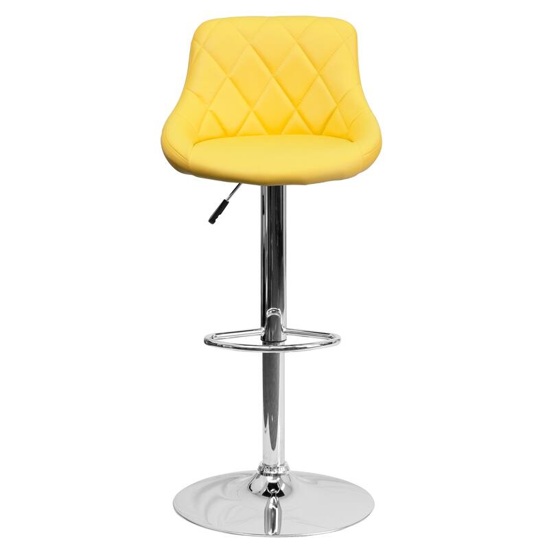 Vinyl Bucket Seat Adjustable Diamond Back Barstool (Set of 2) - 18.50"W x 19"D x 33.25" - 41.75"H