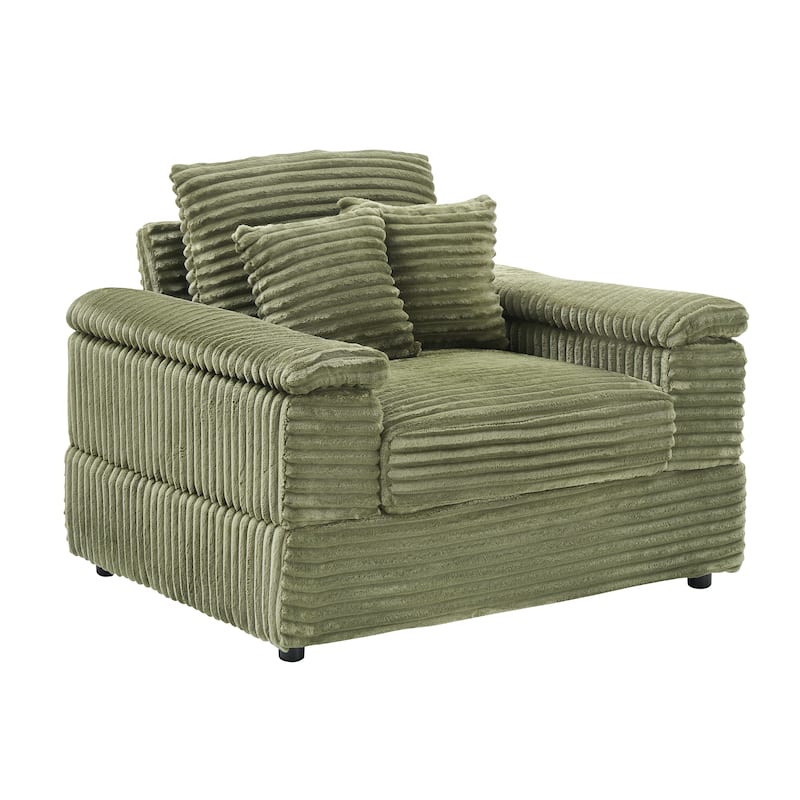 Corduroy Single Sofa Sets with 2 Throw Pillows and 500lb Weight Capacity