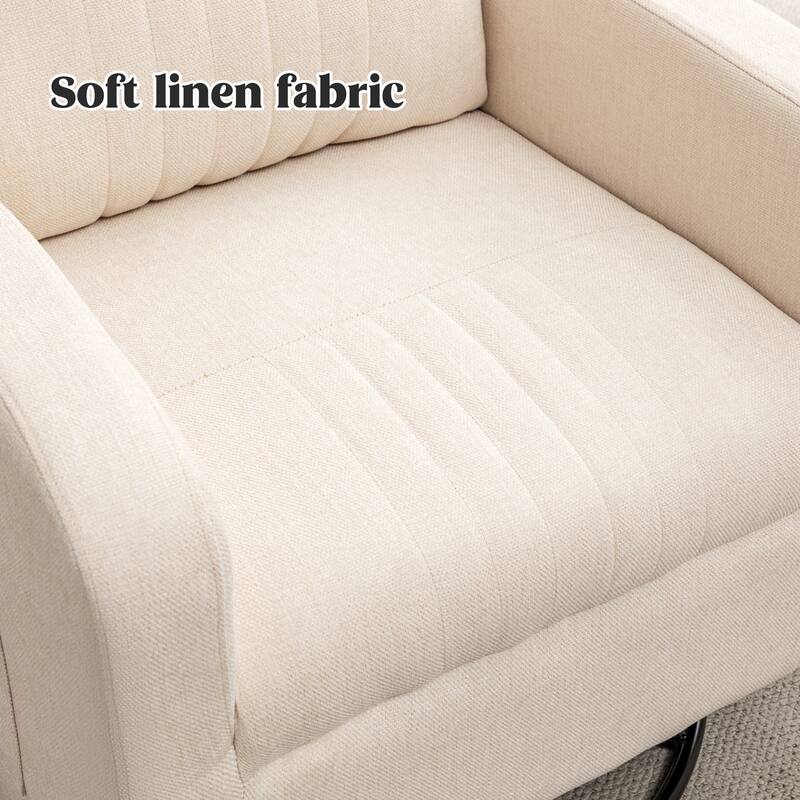 HOMYKA Swivel Glider Rocker Accent Chair for Nursery with Side Pocket