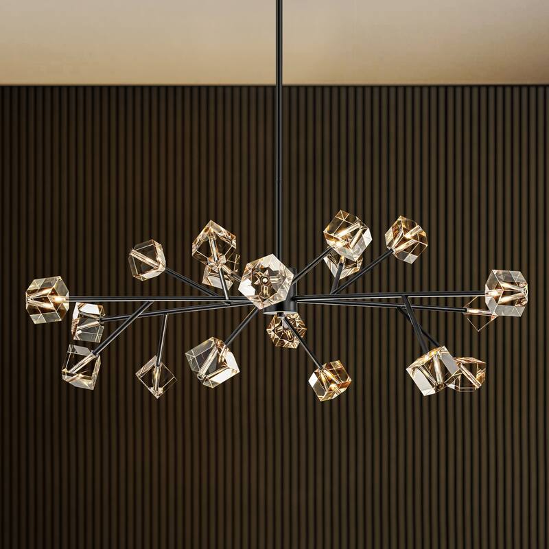 Black or Gold Big Large Modern Sputnik Crystal Chandelier for Living/ Dining Room/ Bedroom/ Foyer/ Kitchen