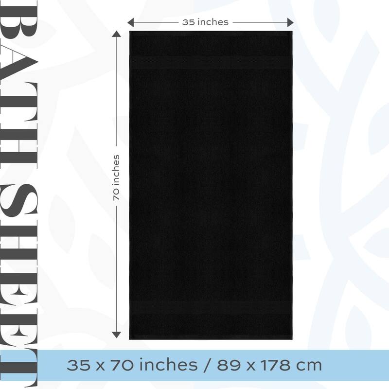 White Classic Luxury Cotton Oversized Bath Sheet 35x70 - Set of 2