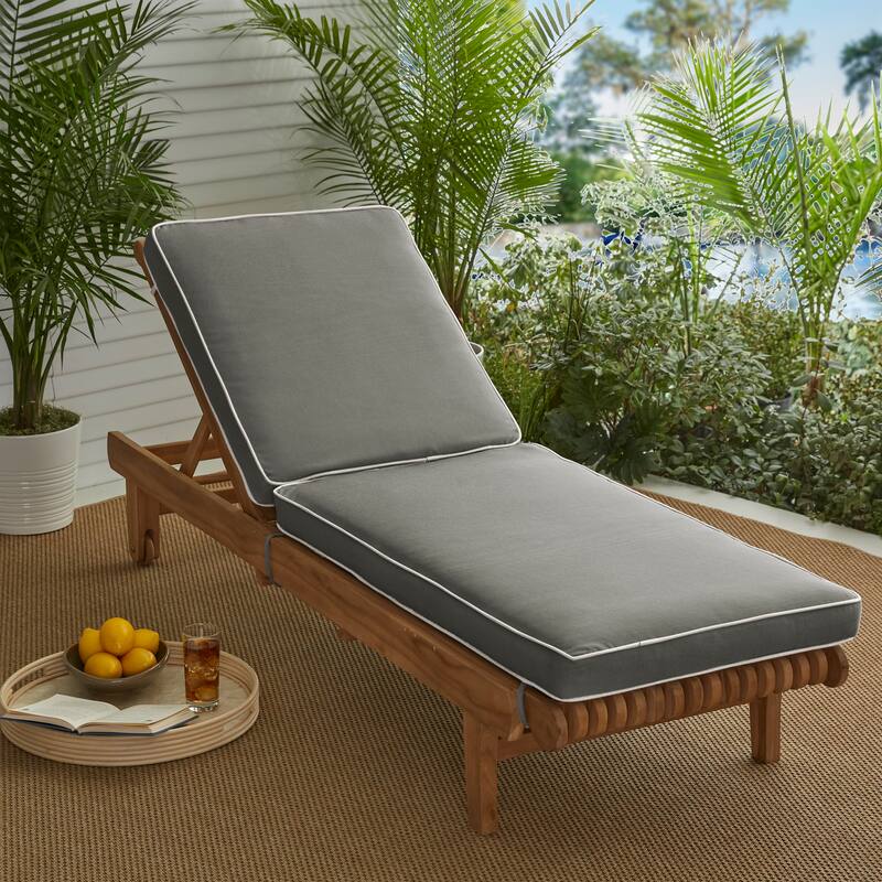 Kokomo Hinged Sunlounger Cushion with Sunbrella Fabric - Charcoal with Natural