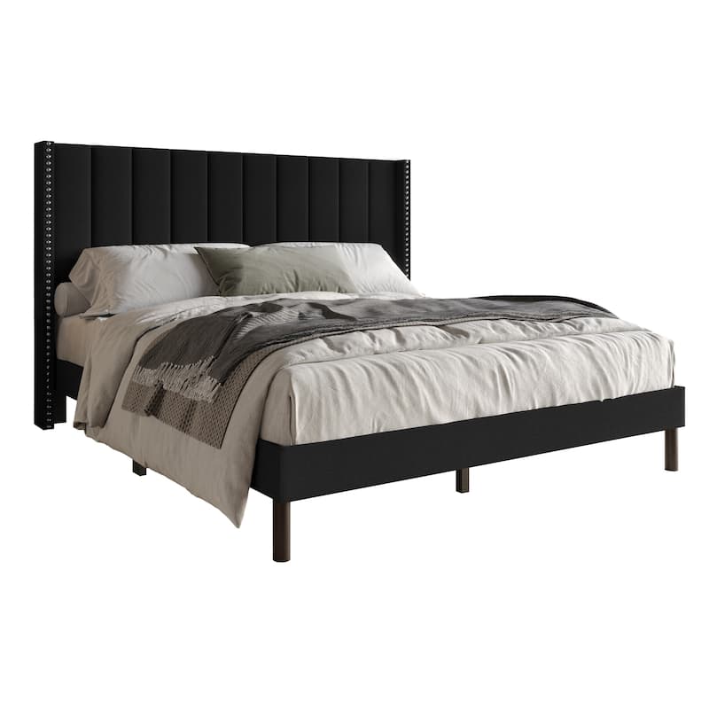 Clayfell Odessa Linen Upholstered Wingback Panel Bed