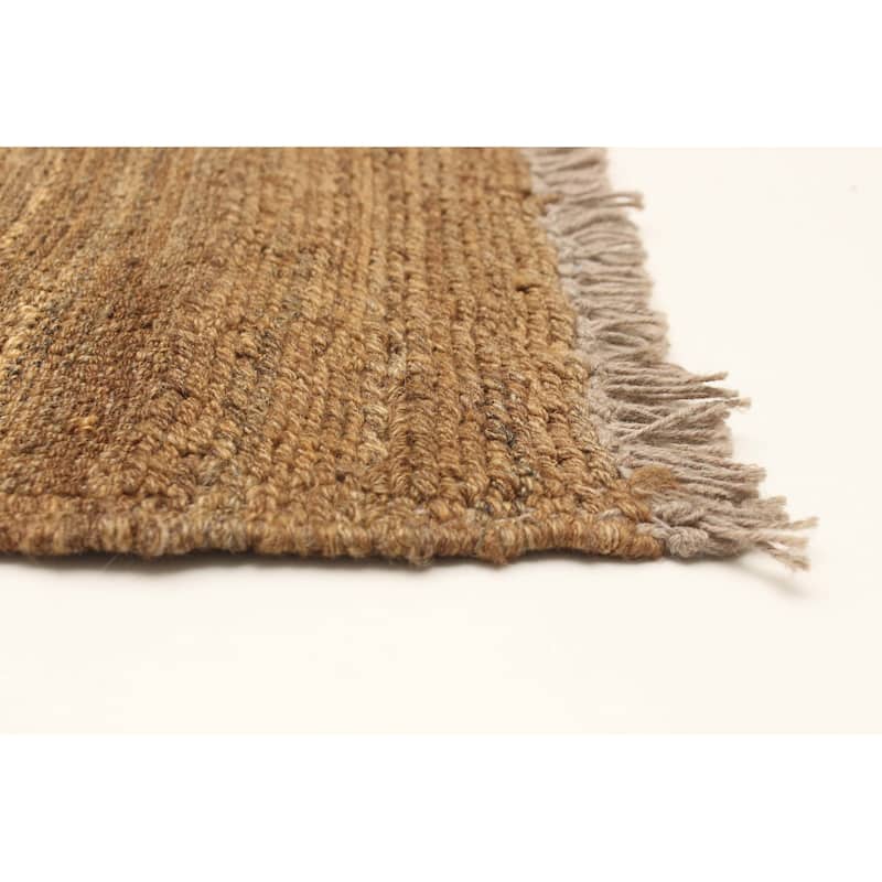 ECARPETGALLERY Flat-Weave Natural Chocolate Wool Tapestry Kilim - 5'7 x 6'9