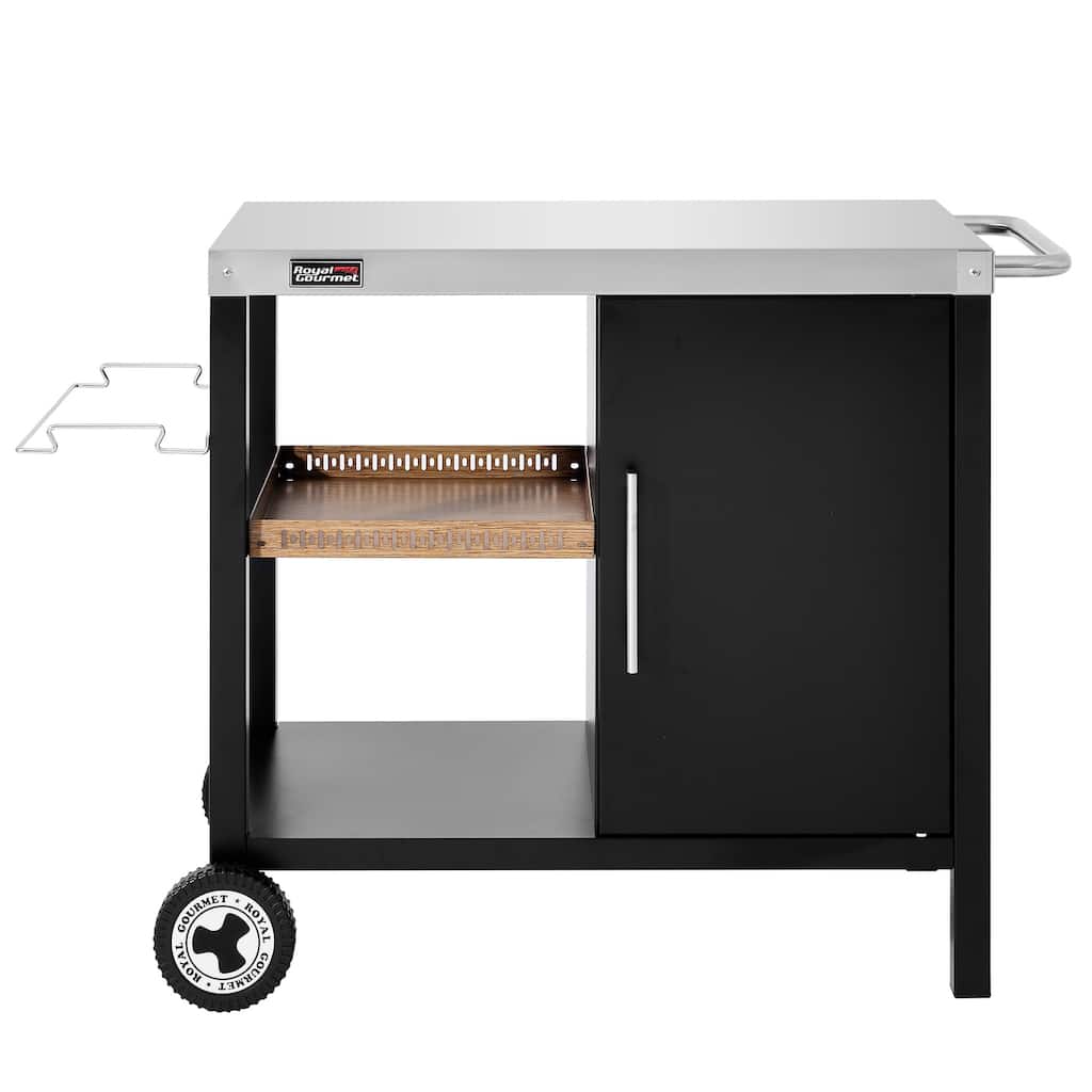 Royal Gourmet PC3402S 3-Tier Dining Cart with Storage Cabinet
