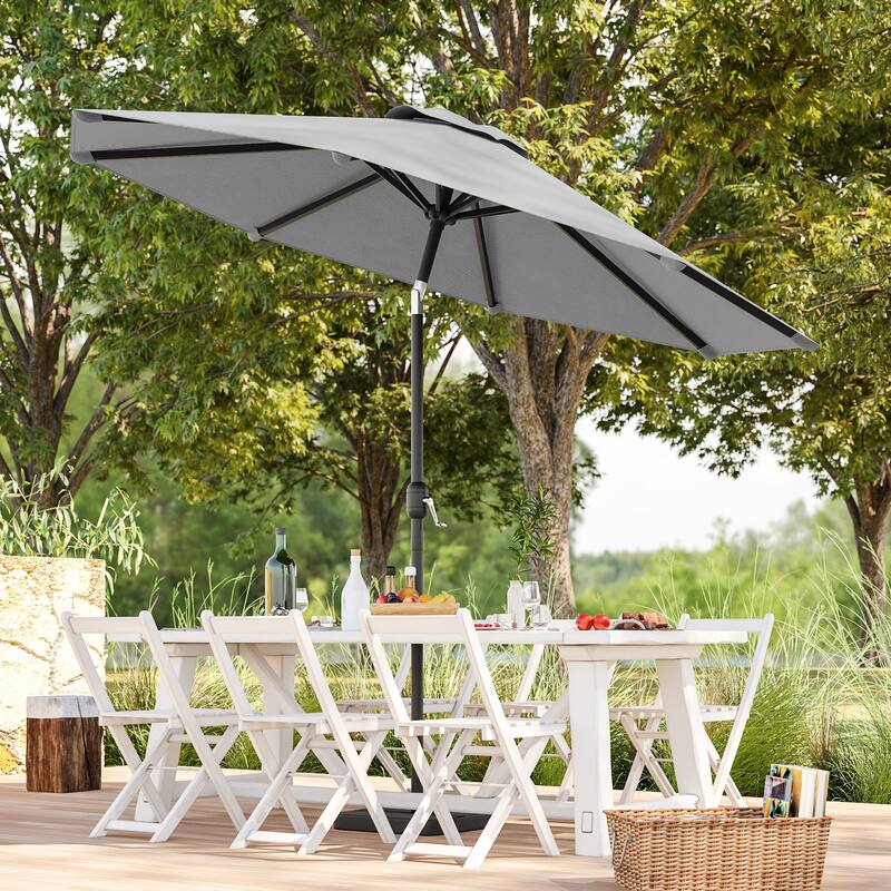 BONOSUKI Patio 9FT Market Umbrellas and Shade, Table Umbrella for Patio and Outdoor With Tilt Button, Anthracite Gray