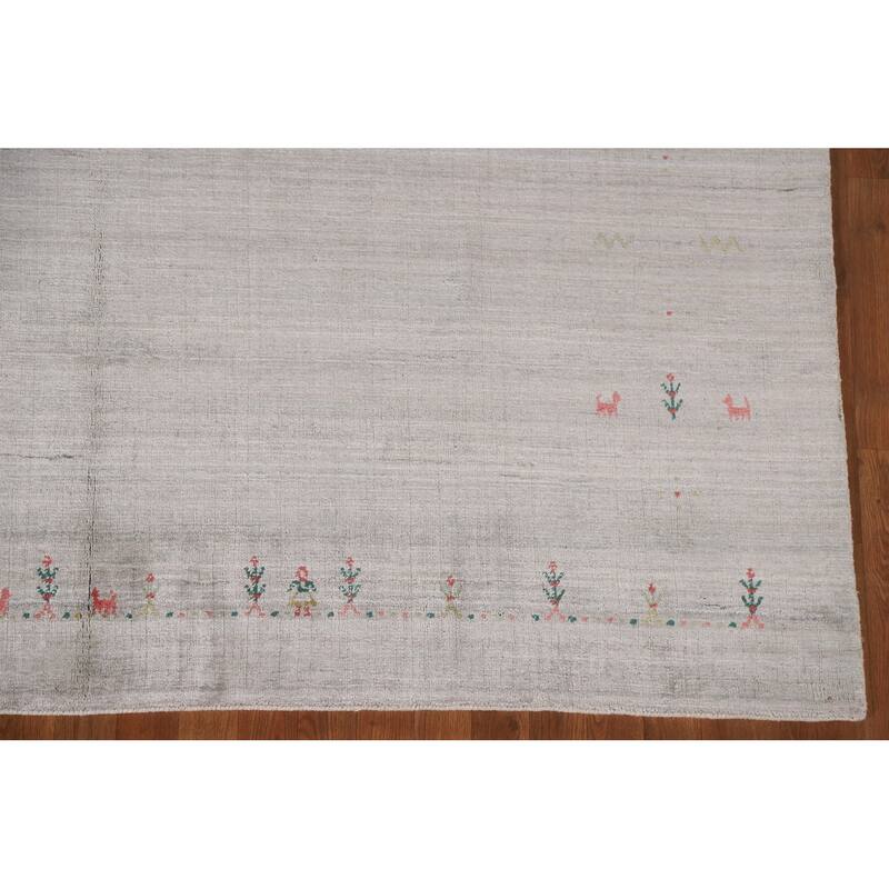 Gabbeh Indian Area Rug Handmade Tribal Beige Wool Carpet - 7'10"x 9'9"