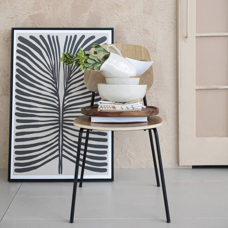 Acacia Wood Serving Tray with Metal Base