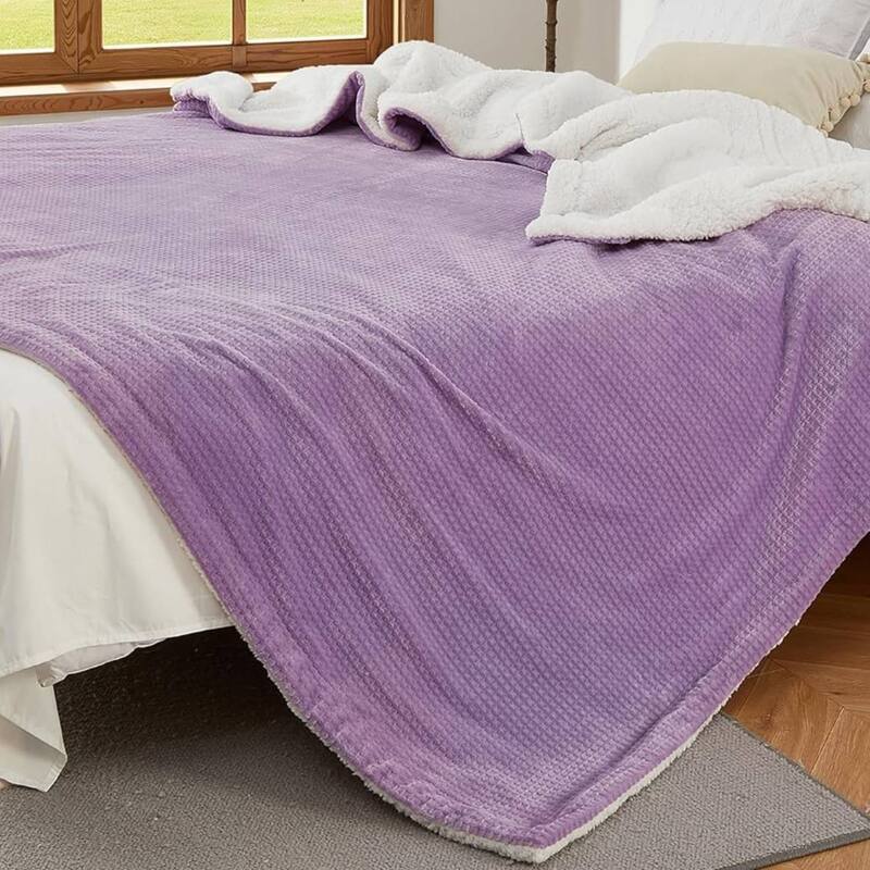 Electric Waffle Fast Heating Flannel Blanket, Purple - 72*84 inch