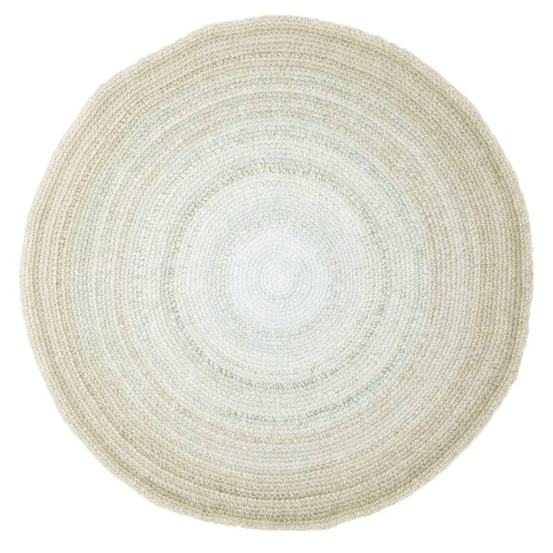 ECARPETGALLERY Braid weave Sienna Light Blue Wool Rug - 4'0 x 4'0