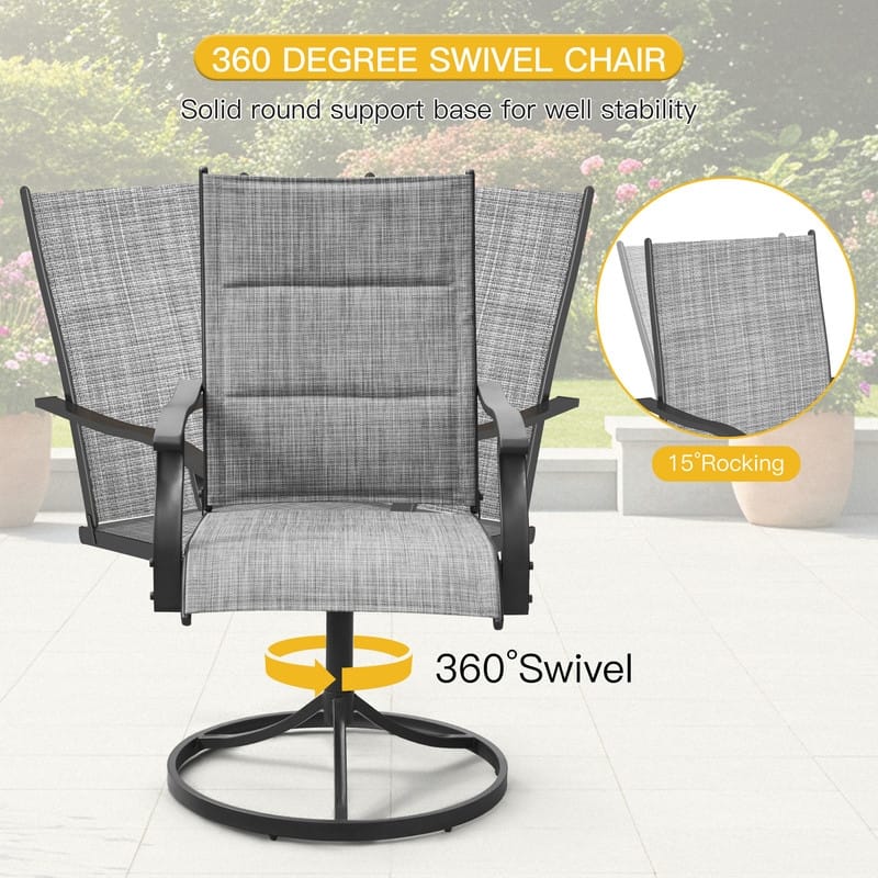 Patio Dining Set, Outdoor Dining Table and Chairs Set with Textilene Chairs, Adjustable Umbrella Hole for Garden, Backyard