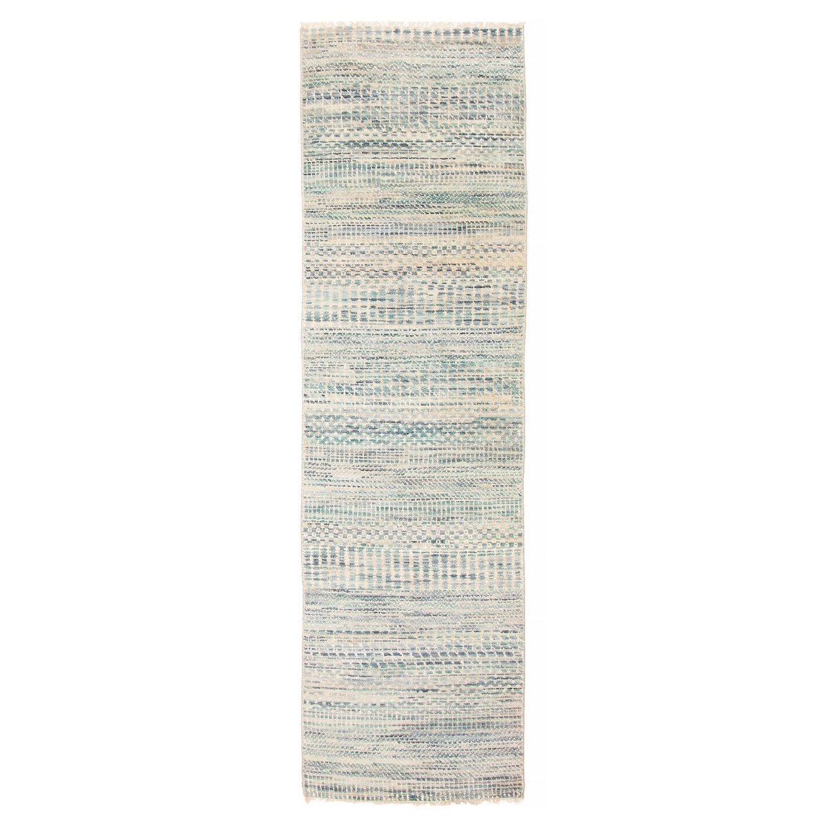 ECARPETGALLERY Hand-knotted Silk Shadow Green Viscose, Wool Rug - 2'7 x 9'8