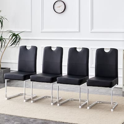 Dining Chairs Set of 4,Modern Kitchen & Dining Room Chairs, Upholstered Faux Leather & Metal Legs