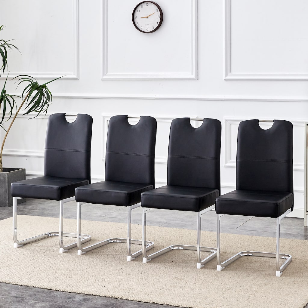 Dining Chairs Set of 4,Modern Kitchen & Dining Room Chairs, Upholstered Faux Leather & Metal Legs