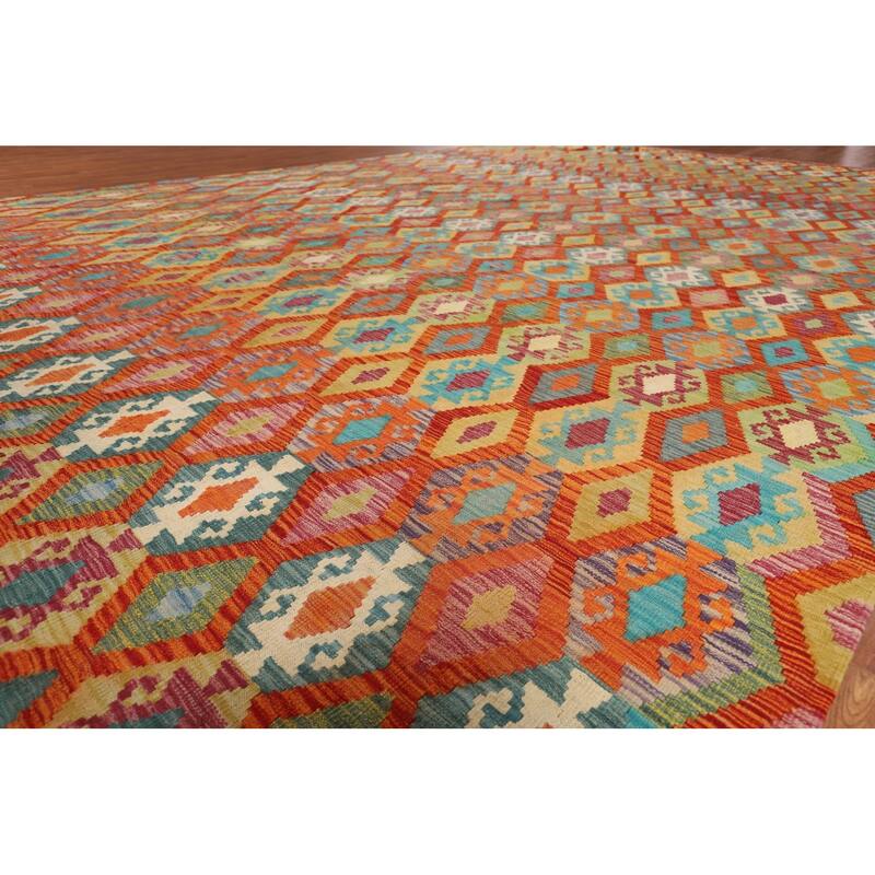 Multicolor Kilim Oriental Large Rug Flatweave Wool Carpet - 10'5" x 16'2"