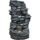 preview thumbnail 1 of 6, Hanover 38-In. 4-Tier Stacked Stone Indoor or Outdoor Garden Fountain with LED Lights for Patio, Deck, Porch