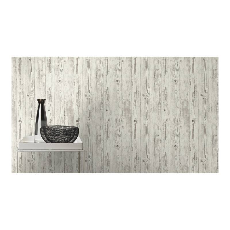 Advantage Albright White Weathered Oak Panels Wallpaper - 21 x 396 x 0.025