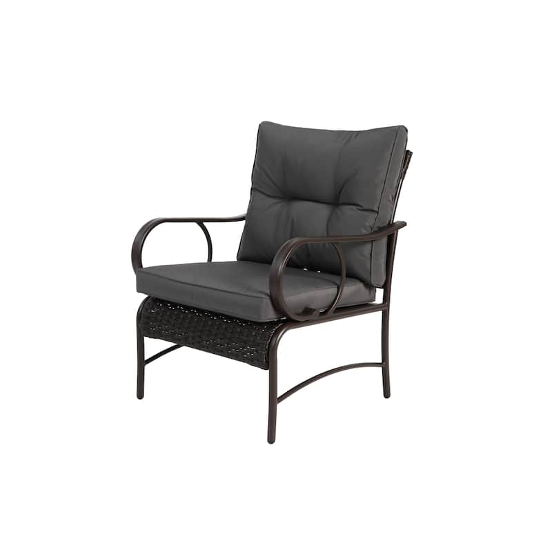 3 Pieces Patio Set Outdoor Wicker Furniture Sets Modern Rattan Chair Conversation Sets with Coffee Table