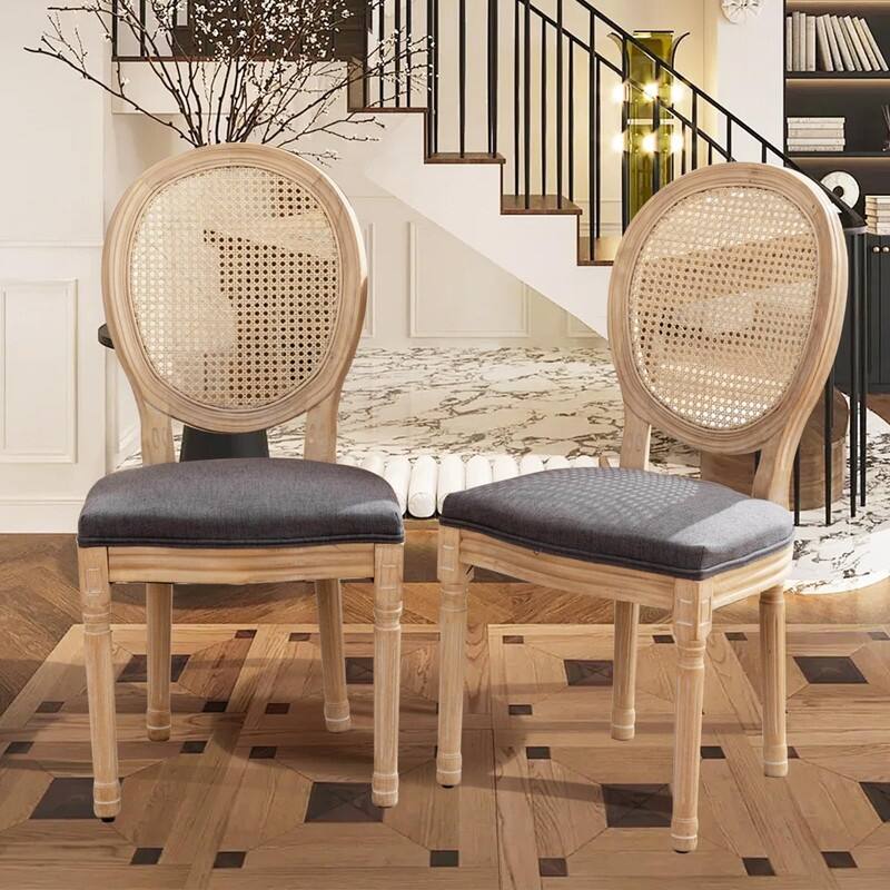 Upholstered French Style Nailhead Dining Chairs(Set of 4)