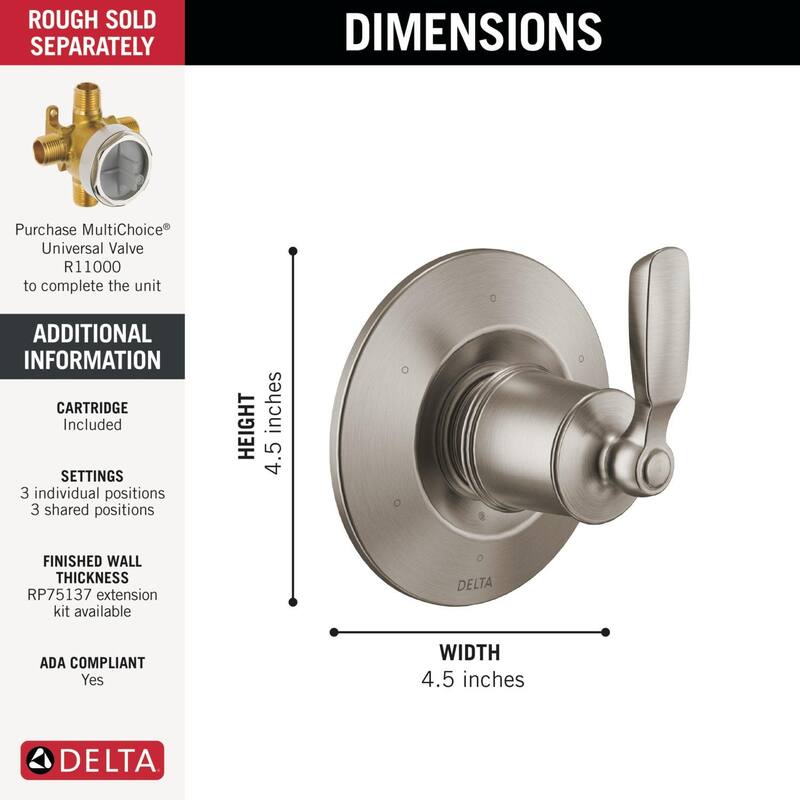 Delta T11932 Woodhurst Six Function Diverter Valve Trim Less Rough-In