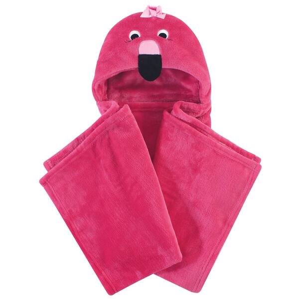 slide 1 of 1, Hudson Baby Infant Girl Hooded Animal Face Plush Blanket, Flamingo, One Size - Flamingo - One Size One Size - Flamingo