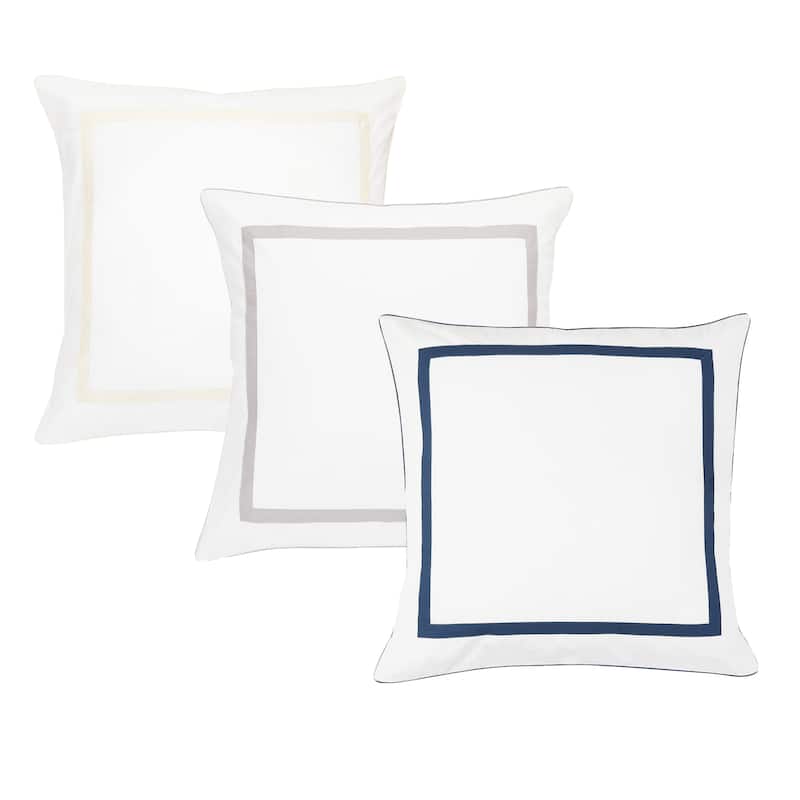 Embroidered Percale Crisp Cotton Hotel Piping Duvet Set and Sham
