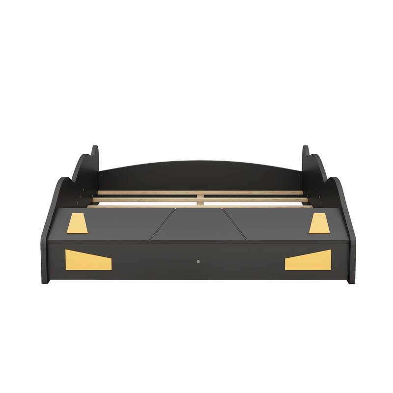 Race Car-Shaped Platform Bed with Wheels and Storage(Twin/Full )
