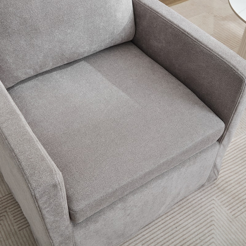 Gray 29.92" Chenille Swivel Accent Chair with Removable Cushion
