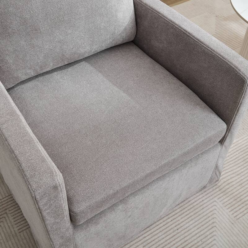 Modern 29.92" Chenille 360° Swivel Accent Chair with Solid Wood Frame and Removable Back Cushion