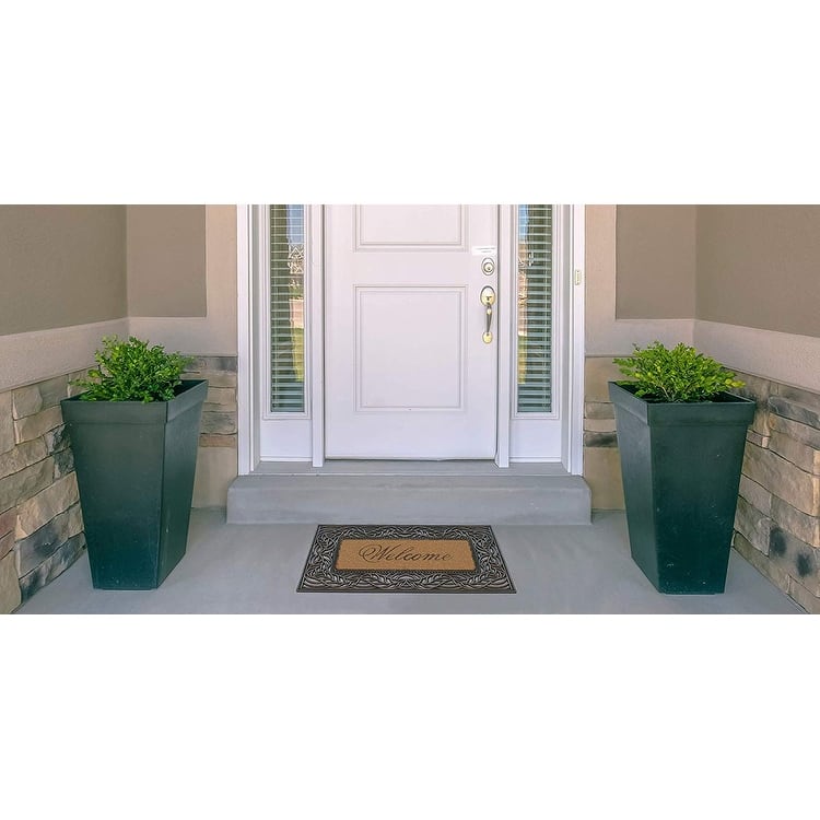 A1HC Hand-Crafted Elegant 18" x 30" Rubber Coir Door Mat