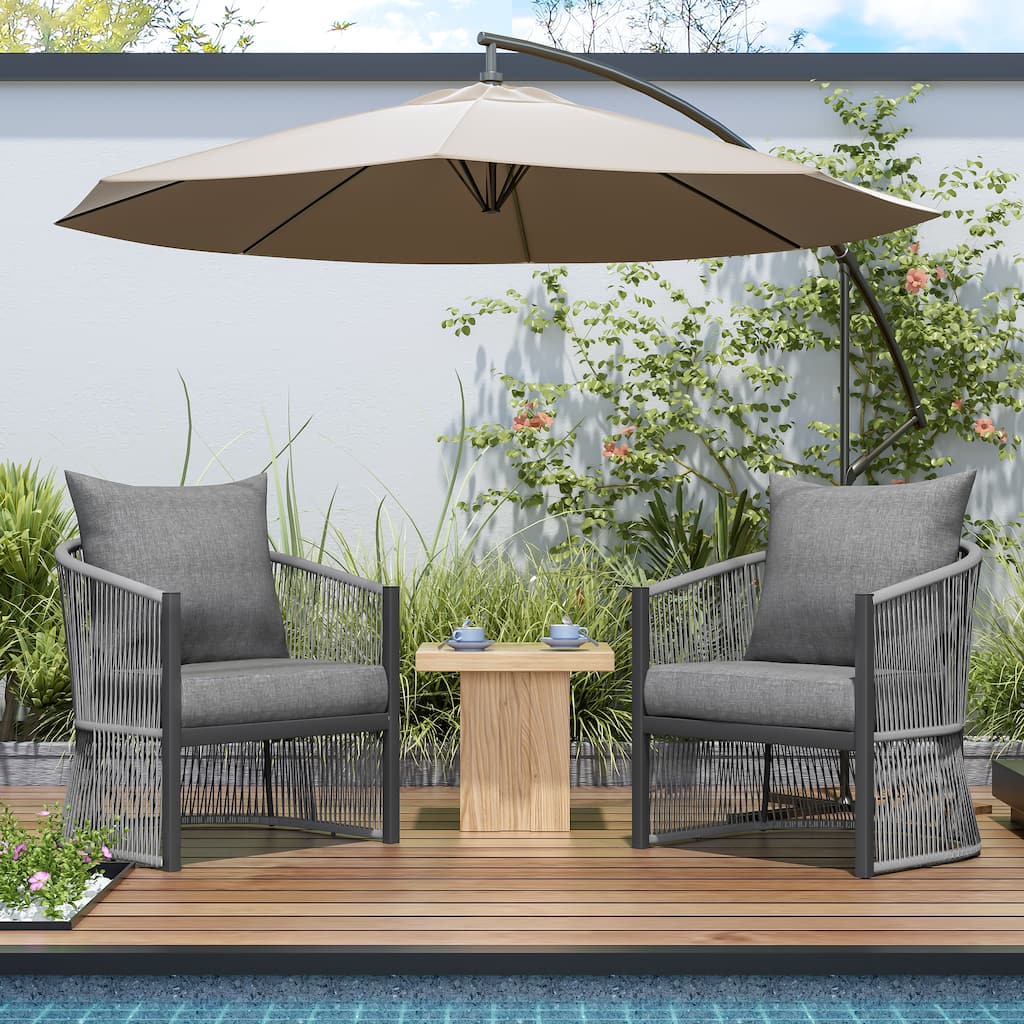 Christopher Knight Home Modern Outdoor Lounge Chair Set of 2