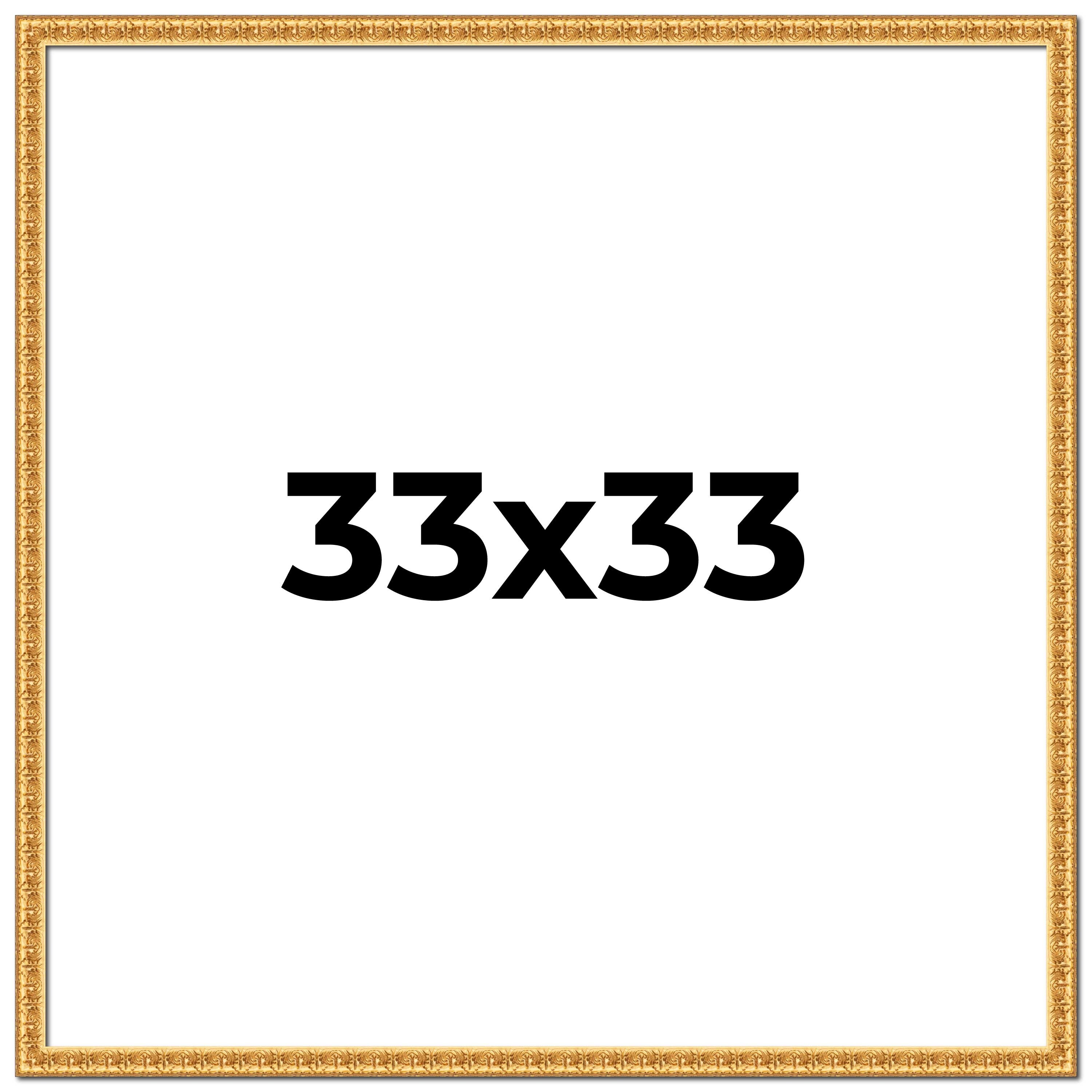 33x33 Frame Gold Real Wood Picture Frame Width 1 inches | Interior