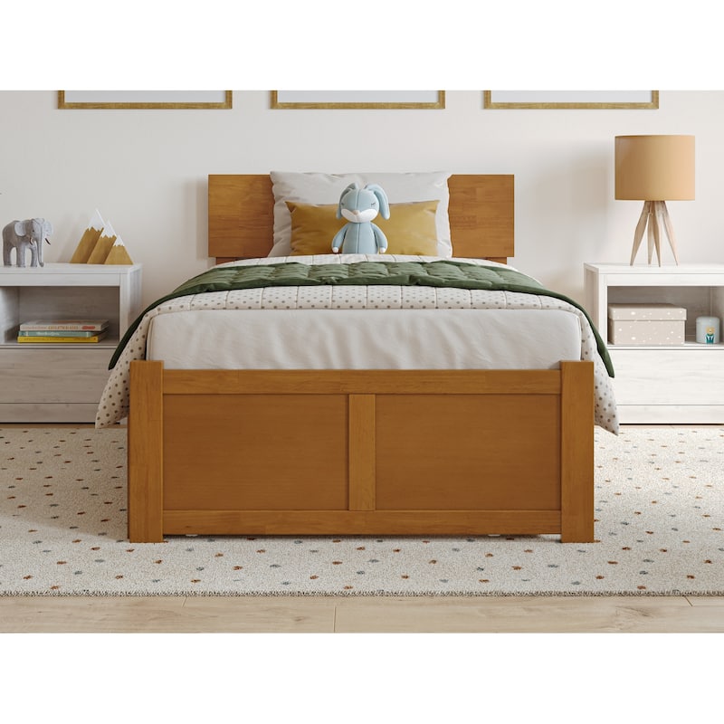 Orlando Platform Bed with Footboard and Twin Trundle Bed