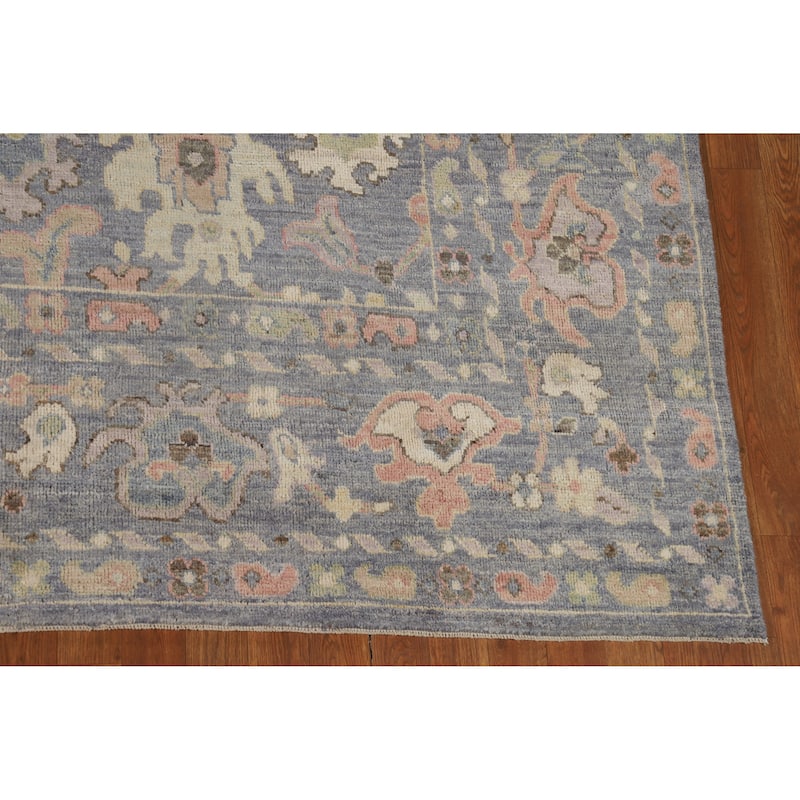 Hand Knotted Oriental 100% Wool Carpet Transitional All-Over Navy Blue & Blues Oushak Area Rug - 10' 3'' X 8' 0''