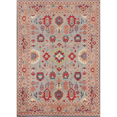 Grey Kazak Area Rug Hand-Knotted Traditional Wool Carpet - 4'10" x 6'6"