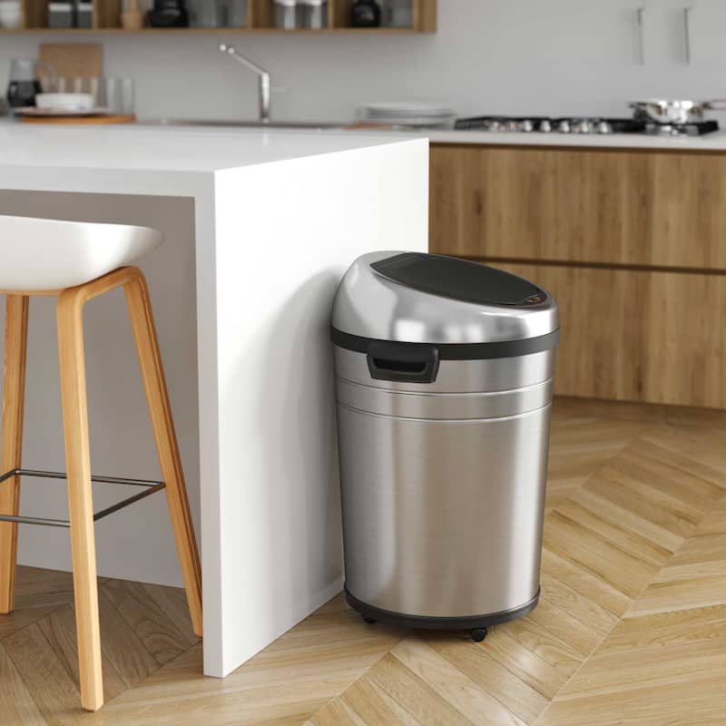 iTouchless 18 Gal Stainless Steel Sensor Kitchen Trash Can with Wheels