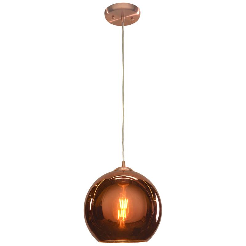 Access Lighting Glow - LED Pendant - 10"W- Brushed Copper Finish - Copper Glass Diffuser - Tan