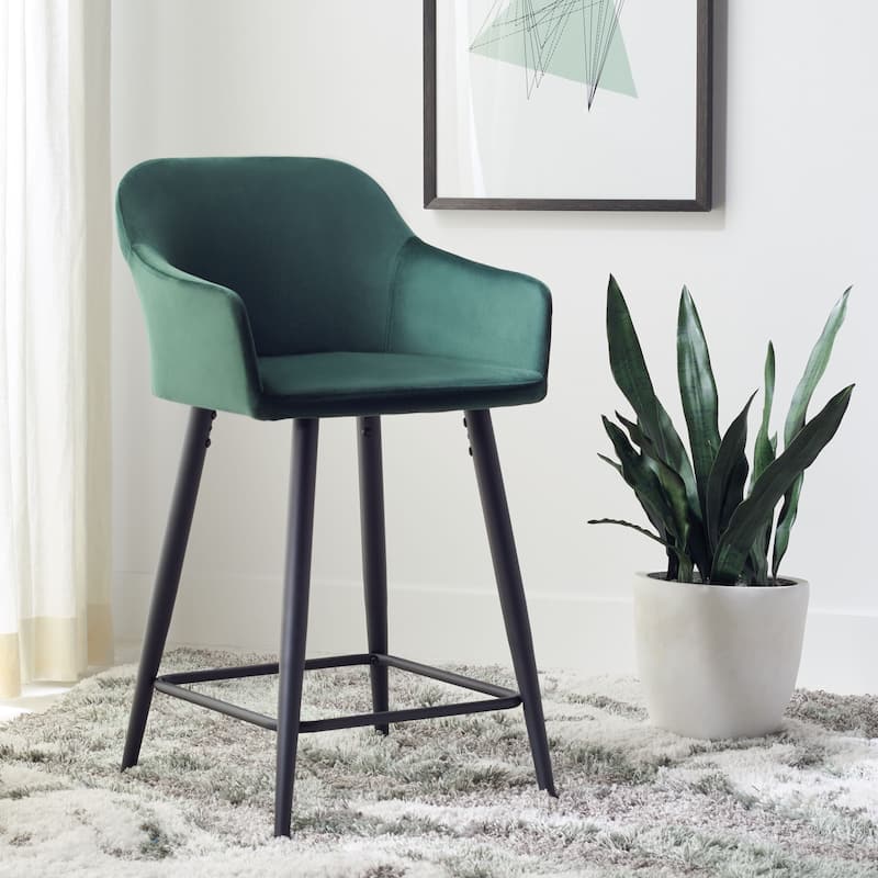 SAFAVIEH Lillia 24-inch Counter Stool - 21" x 20.5" x 34.2" - 21Wx21Dx25H - Malachite Green/Black