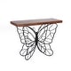 preview thumbnail 6 of 11, Butterfly Black and Brown Metal and Wood Accent Table - 31.25" H x 40.75" W x 16" D