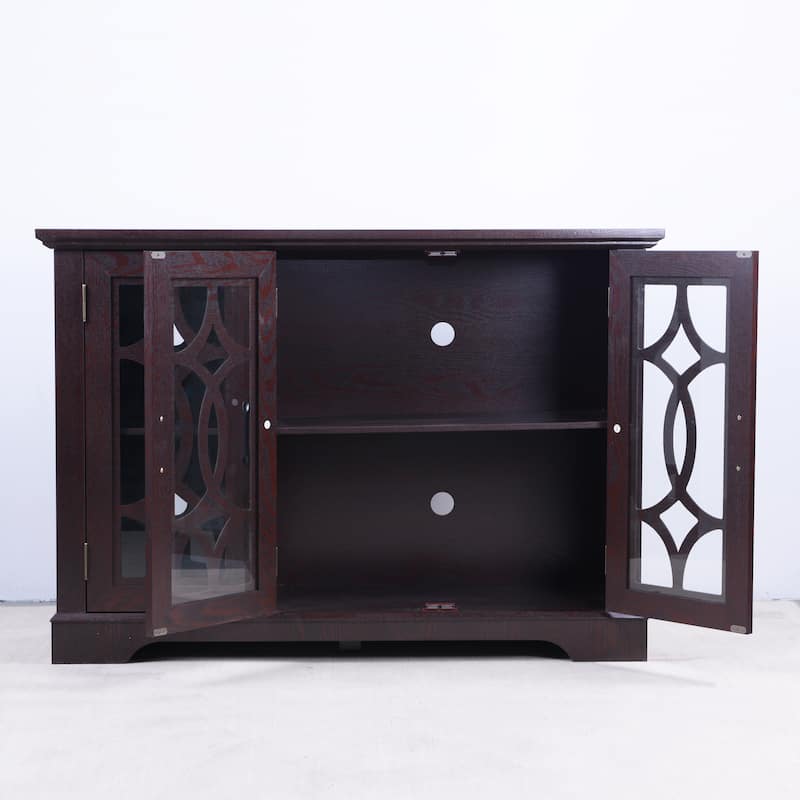 Spacious size sideboard 3 clear tempered glass doors buffet with adjustable shelf