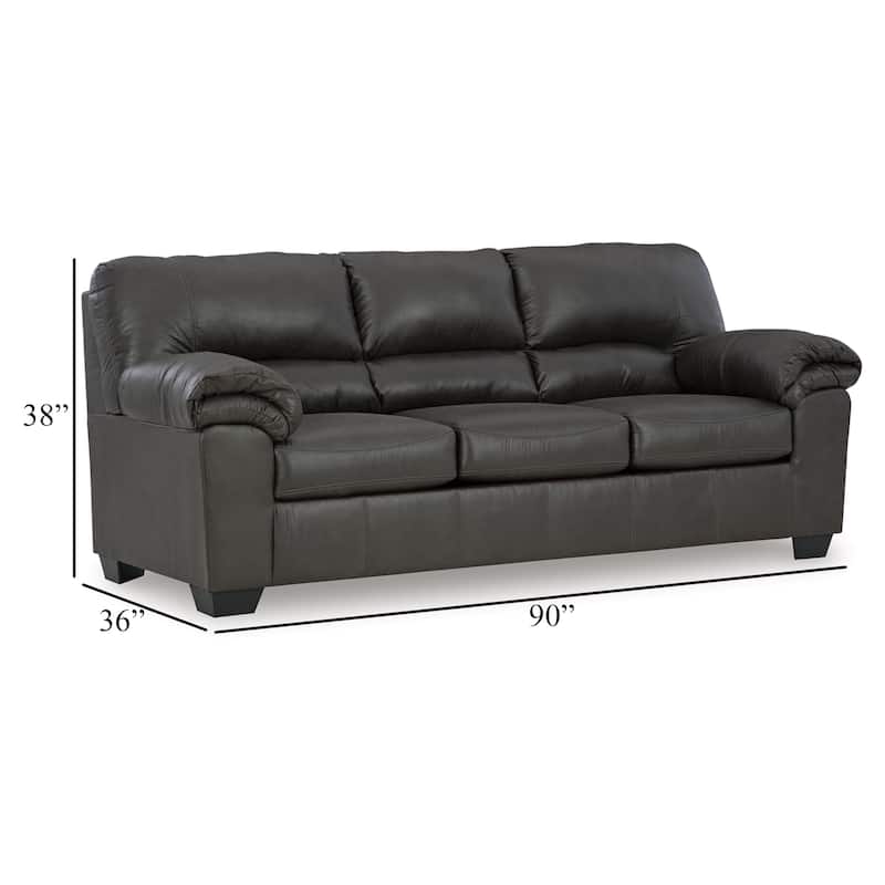 Limu Sofa, 90 Inch, Soft Pillow Top Armrests, Rich Gray Faux Leather